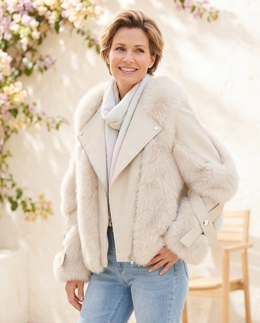 Witt Mode - Aahet | Pelzbesetzt Asymmetrisch Jacke Damen