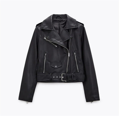 Witt Mode - Yuhil | Asymmetrisch Gegürtelt Lederjacke Damen