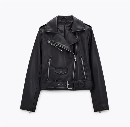 Witt Mode - Yuhil | Asymmetrisch Gegürtelt Lederjacke Damen